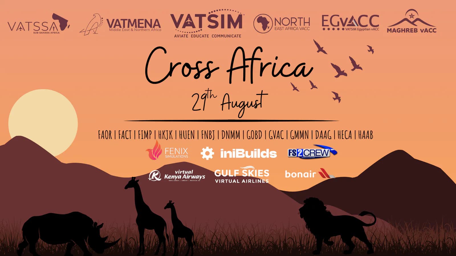 VATSIM Cross Africa Event on August 29 2026